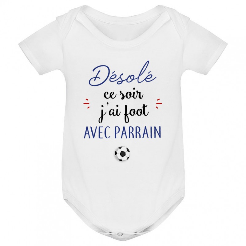 Body bébé Désolé ce soir j'ai foot avec parrain Body bébé Désolé ce soir j'ai foot avec parrain