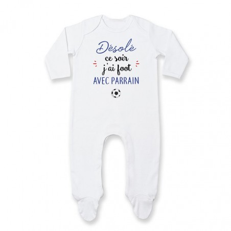 Pyjama bébé Désolé ce soir j'ai foot avec parrain