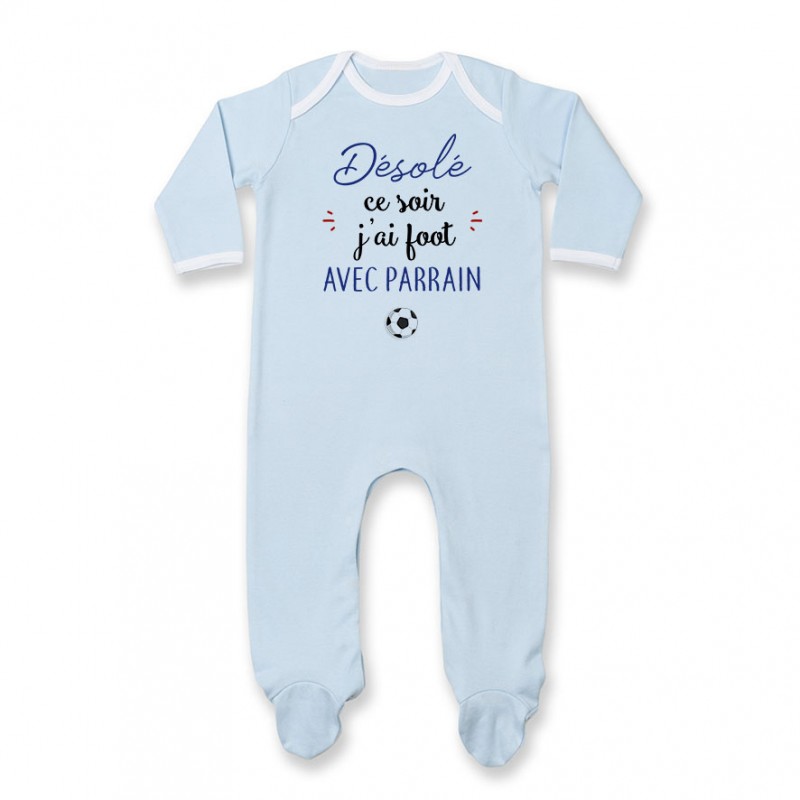 Pyjama bébé Désolé ce soir j'ai foot avec parrain