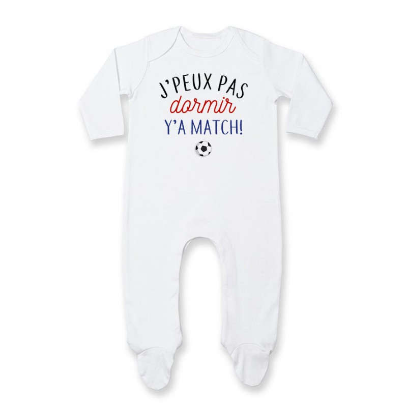 Pyjama bébé J'peux pas dormir y'a match Pyjama bébé J'peux pas dormir y'a match