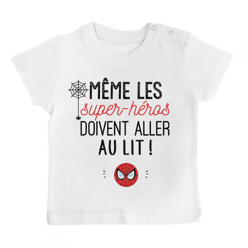 T-shirt bébé Au lit! Spiderman