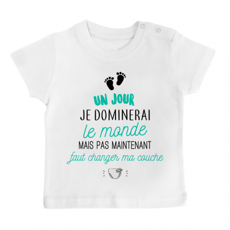 T-shirt bébé Faut changer ma couche