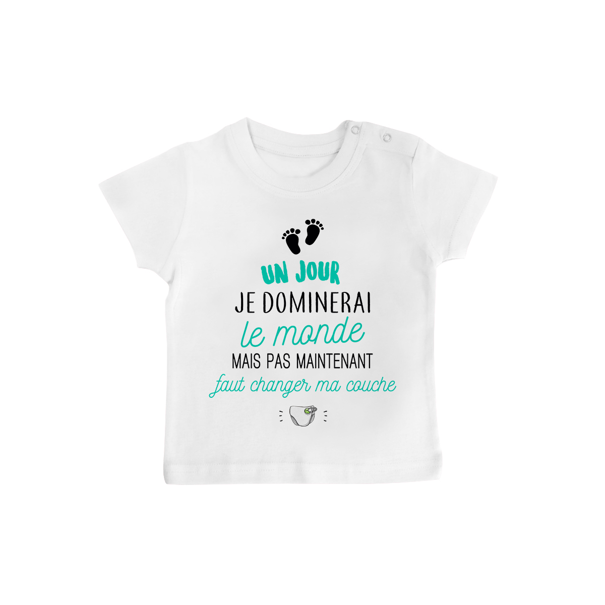 T-shirt bébé Faut changer ma couche