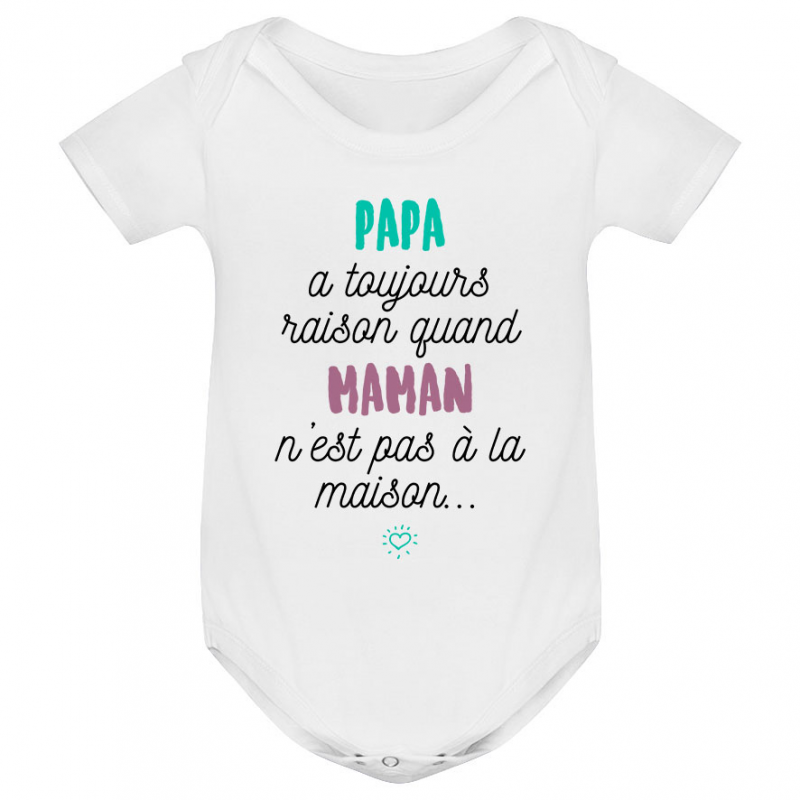 Body bébé Papa a toujours raison Body bébé Papa a toujours raison