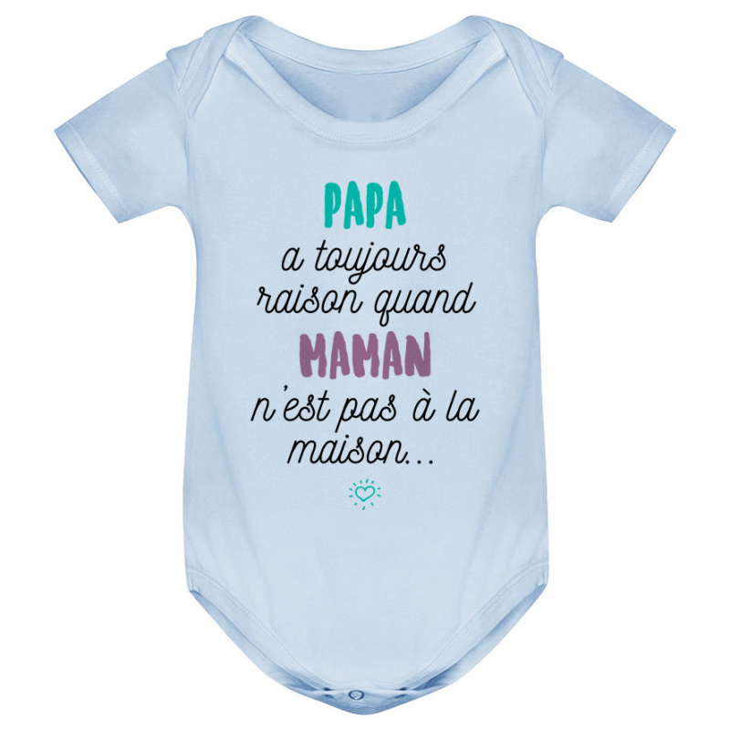 Body bébé Papa a toujours raison Body bébé Papa a toujours raison