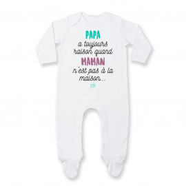 Pyjama bébé Papa a toujours raison