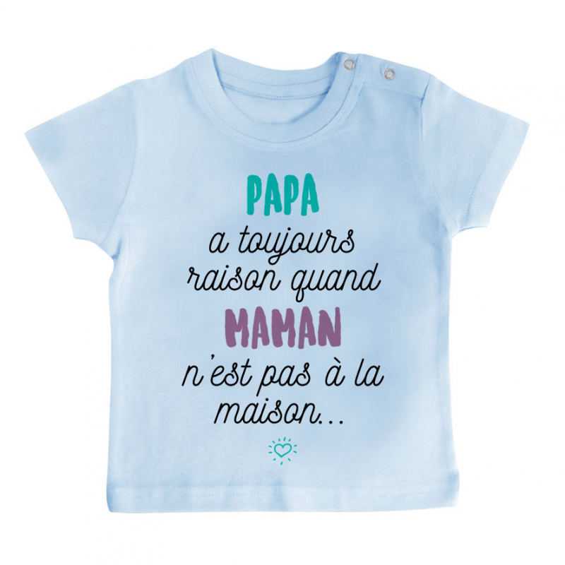 T-shirt bébé Papa a toujours raison T-shirt bébé Papa a toujours raison