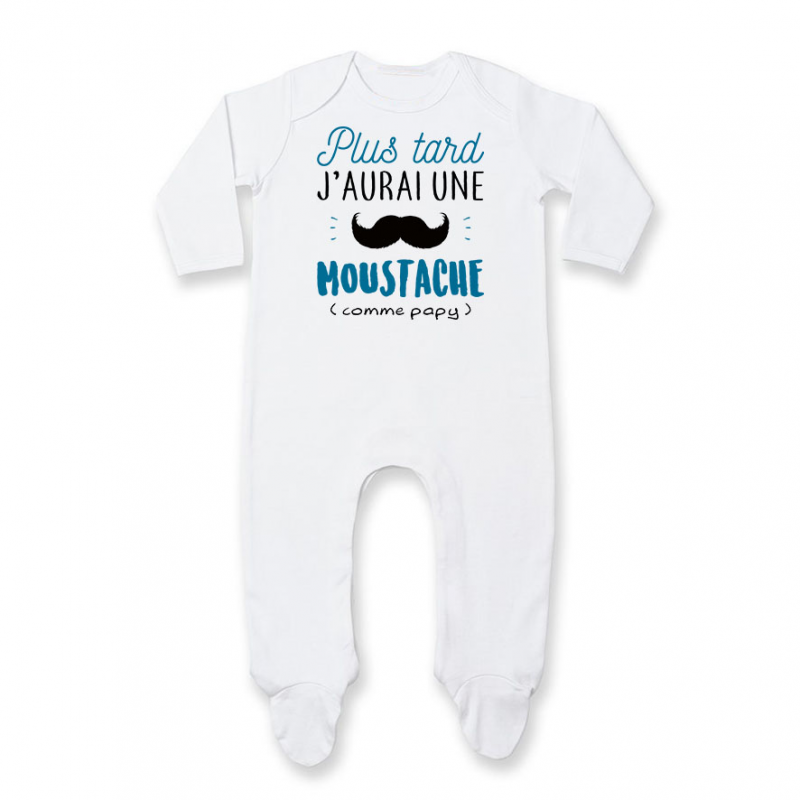 Pyjama bébé Une moustache comme papy Pyjama bébé Une moustache comme papy
