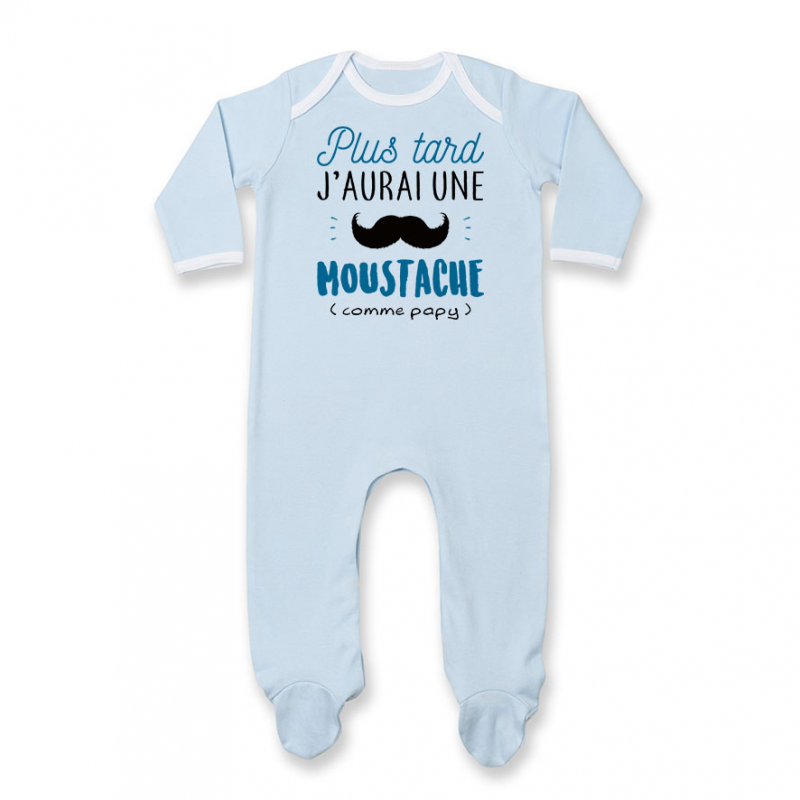 Pyjama bébé Une moustache comme papy Pyjama bébé Une moustache comme papy