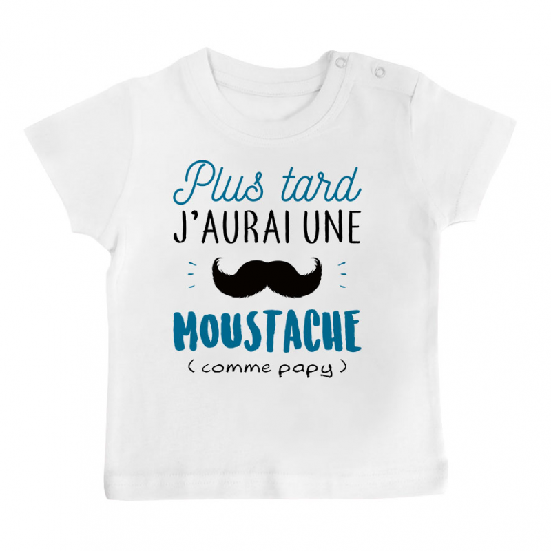 T-shirt bébé Une moustache comme papy