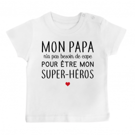 T-Shirt bébé Mon papa / super-héros