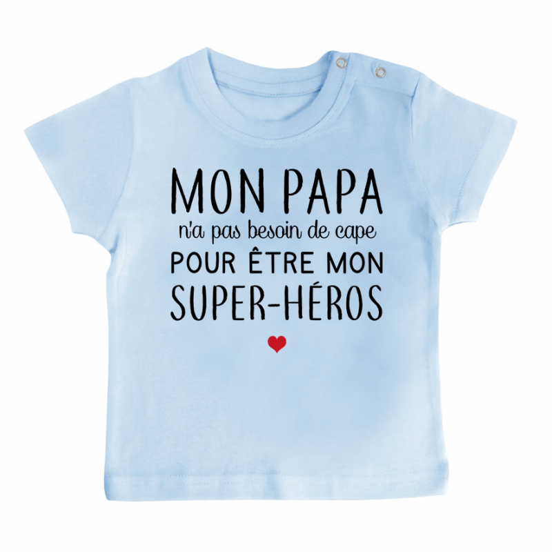 T-Shirt bébé Mon papa / super-héros