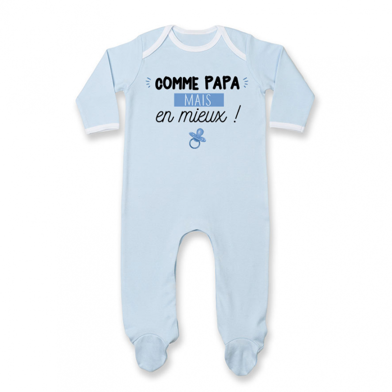 Pyjama bébé Comme papa mais en mieux Pyjama bébé Comme papa mais en mieux
