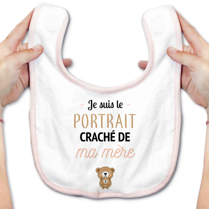 Bavoir bébé Portrait craché de ma mère Bavoir bébé Portrait craché de ma mère