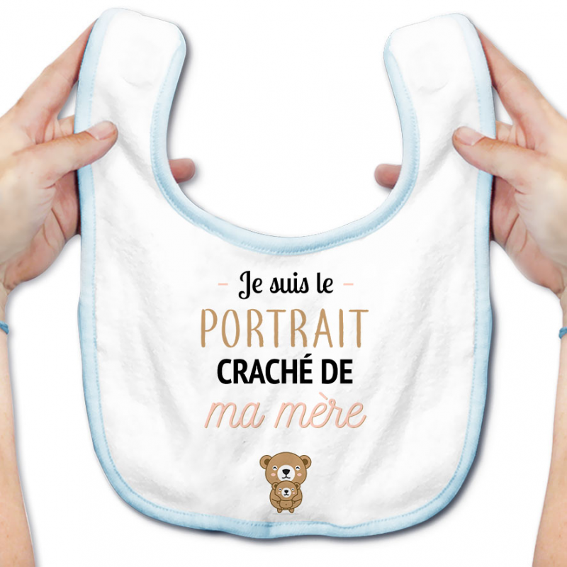 Bavoir bébé Portrait craché de ma mère Bavoir bébé Portrait craché de ma mère