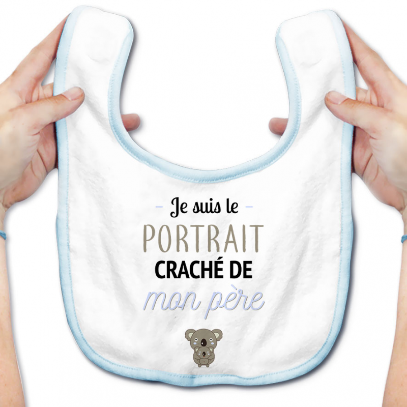 Bavoir bébé Portrait craché de mon père Bavoir bébé Portrait craché de mon père