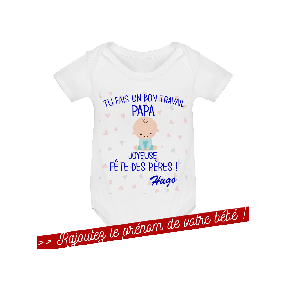 T-shirt bébé Joyeuse fête des Pères personnalisé