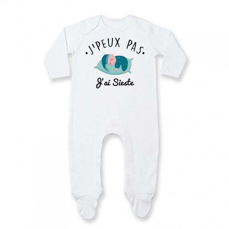Pyjama bébé J'peux pas j'ai sieste ( version garçon ) Pyjama bébé J'peux pas j'ai sieste ( version garçon )