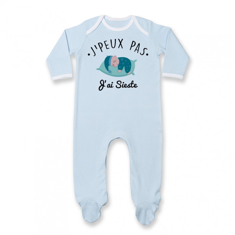 Pyjama bébé J'peux pas j'ai sieste ( version garçon ) Pyjama bébé J'peux pas j'ai sieste ( version garçon )