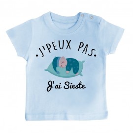 T-Shirt bébé J'peux pas j'ai sieste ( version garçon )