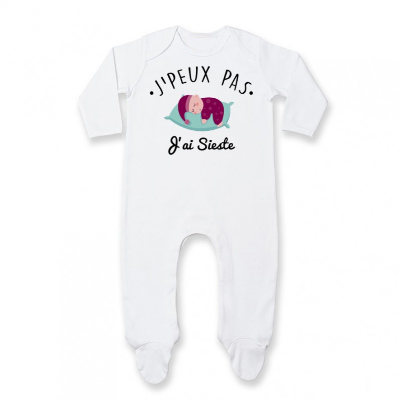 Pyjama bébé J'peux pas j'ai sieste ( version fille ) Pyjama bébé J'peux pas j'ai sieste ( version fille )