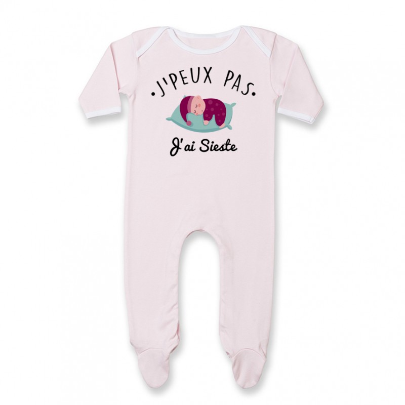 Pyjama bébé J'peux pas j'ai sieste ( version fille ) Pyjama bébé J'peux pas j'ai sieste ( version fille )
